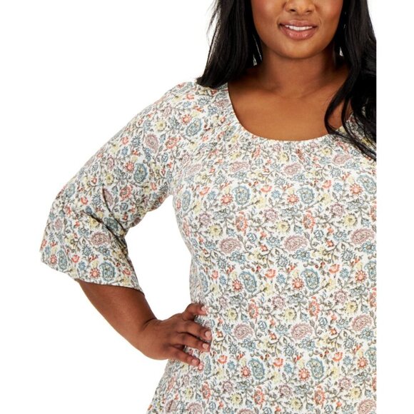 Style & Co. Plus Size Floral Printed On-Off Top NWT - Picture 2 of 8